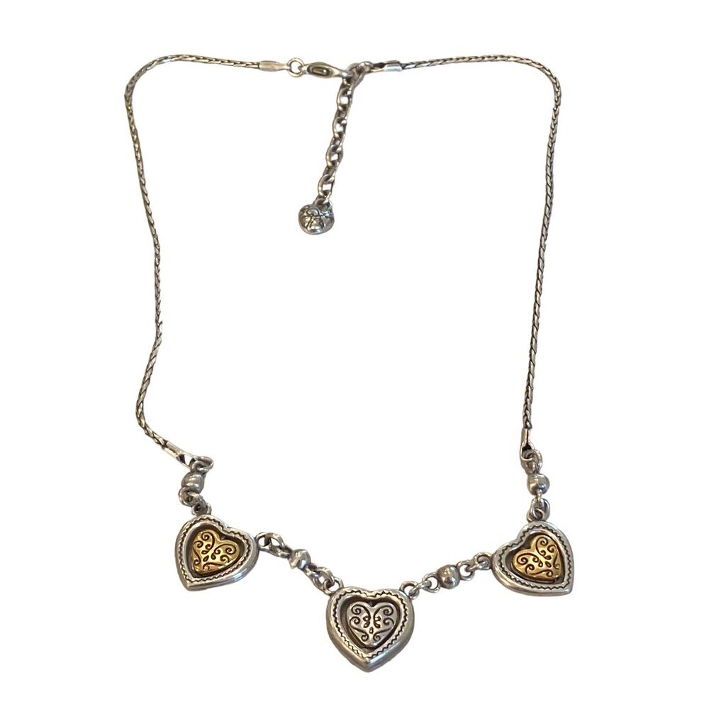 RETIRED Brighton Rotating Gold & Silver Decorative Plated Hearts Necklace - Picture 10 of 10